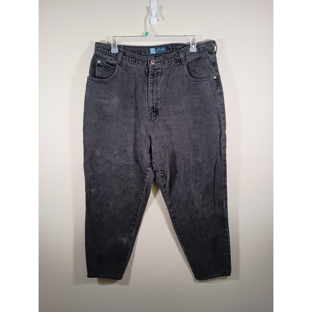 Vintage Avenue Cotton Tapered Plus Size 22 Average High Waist Mom Black Jeans